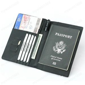 Kolfiber Microfiber RFID PASSPORT COVER LEATHER ELASTISK BANDREDE DOKUMENT PALLET ID BAG PASSPORTER300S