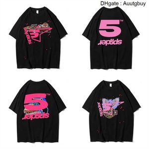 Projektantka odzieży moda Hip Hop Tees Tshirts Young Thug Star tego sama SP5DER 555555 Pink Tee Eagle krótkie rękawowe T-shirt CPYB