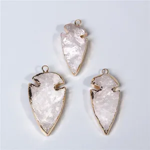 Pingente colares irregular seta cristal druzy pingentes branco ouro cor borda quadro charme para fazer jóias colar 1pc diy