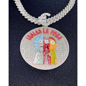 Designer Factory personalizado Hip Pop Real S925 Prata 9k 10k 14k 18k Pingente de ouro sólido vvs1d Moissanite Cartoon Personagens Círculo Pingente