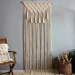 Hand-woven Macrame Cotton Door Curtain Tapestry Wall Hanging Art Tapestry Boho Decoration Bohemia Wedding Backdrop Tapestry Gift 240111