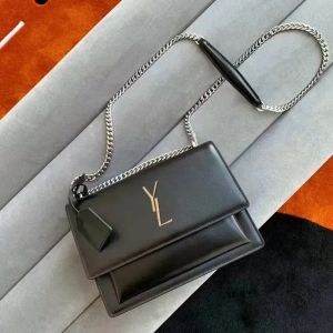 Luxuriöse Herren-Umhängetasche, Sonnenuntergang, Designer-Tasche für Damen und Messenger-Ketten-Tragetasche, Umhängetasche, klassische Klappentasche, Leder-Geldbörse, Geldbörse, Clutch, schwarze Designer-Reisetaschen