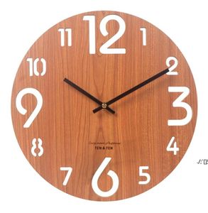 Wanduhren aus Holz, 3D-Uhr, modernes Design, nordisches Kinderzimmer, Raumdekoration, Küche, Kunst, hohle Uhr, Heimdekoration, 12 Zoll, LLA105898501