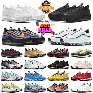 Designer men women 97 97s running shoes Triple Black White Sean Wotherspoon Bright Citron Halloween Gym Red Neon Have a nice day UCLA Bruins mens trainer sneakers