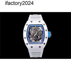 Jf RichdsMers Watch Factory Superclone Reason Check Tugend Reis Handgelenk mit blauem Kreis Rm055 weiße Keramik V2 Version Uhrwerk Zubehör4423344