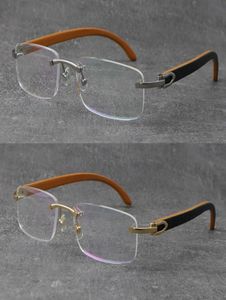 Whole Rimless Vintage Read Frames Glasses Famous Design Light Weight Wood Eyeglasses Unisex For Woman T8100905 Silver 18K Gold3468426