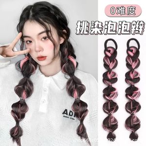 Ponytails Concubine Synthetic Bow Ponytail High Elastic Woman Hair Side Natural Braided Black Hose tail Hair Piece 230613