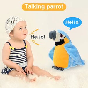 Electric Talking Parrot Plush Toys Cute Sing Record Repeats Waving Wings Electronic Bird Stuffed Plush Toy Kids Girls Gift 240111