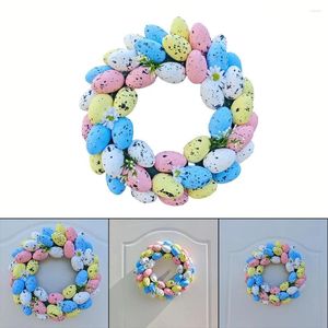 Decorative Flowers 2024 Easter Egg Wreath Spring Simulated Flower Door Hanging Decoration 33cm Festive Party Supplies