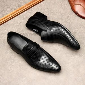 Dress Shoes Classic Italian Style Mens Breathable Loafer Genuine Leather Handcrafted Slip-on Wedding Party Formal Shoe For Men