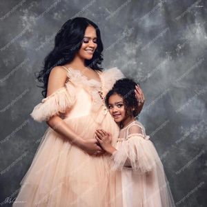 Casual Dresses Custom Made Pink Tulle Maternity For Po Shoot Cap Sleeves Tiered Ruffles Plus Size Long Women Pregnancy Gowns