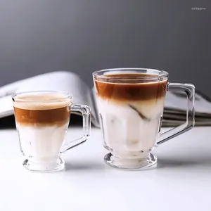 Weingläser, amerikanische geschichtete Eiskaffeetassen, klassischer kalter Extrakt, Latte-Glasbecher mit Griff, kleine Teetasse, Wasser, nordischer Kristall