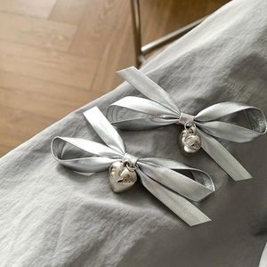 Hair Accessories Silver Bow Heart-shape Bell Leather Clips Pins Barrettes Shiny Party Decoration Jewelry Wedding Side