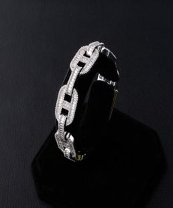 Miami 14mm Prong Setting Cuban Link Chain Baguette Pulseira Iced Out Cubic Zirconia Bangle Hip Hop Jewelry5590500