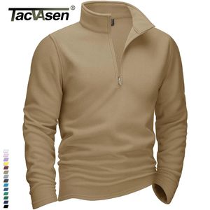 Tacvasen Quarterzip Kazak Tepeler Erkek Belktlenek Polar Sweatshirt Sıradan Sıcak Sweater Atletik Çalışma Spor Hoodie Gömlekler 240112