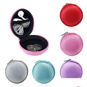 Outros acessórios de telefone celular atacado caso portátil para fones de ouvido mini zíper redondo saco rígido caixa de fone de ouvido fone de ouvido sd tf dhbh7