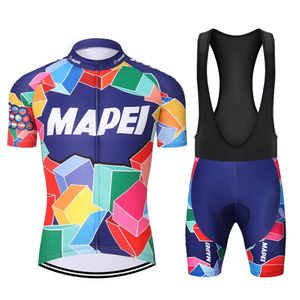 Sets Men's cycling maillot Set Cube Blue Bicycle shirt mtb shorts team Bike Clothing Cyc Jersey Jumper Men Colored Squares