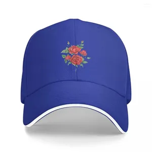 Berets Red Watercolor Rose Baseball Caps Snapback Fashion Hats Breathable Casual Outdoor Unisex Polychromatic Customizable