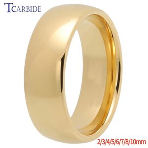 234567810mm Goldcolor Wedding Band volframkarbidring för män Kvinnor Kuped High Polished Finish Classic Jewelry 240112