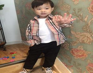 Full Spring Autumn Boys Shirt Casual TurnDown Collar Sleeve Plaid Children039s Shirts For 37 Years Old Baby clothing1988993