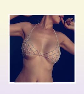 Stonefans Sexy bikini siatkowy łańcuch ciała Akcesoria stanika dla kobiet urok kryształowy body biżuteria naszyjnik Choker Christmas T2005081569287