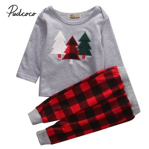 2017 marke Neue Kleinkind Kleinkind Kind Kinder Baby Jungen Weihnachten Kleidung Langarm Hoodie Top Kariert Hosen 2 Stücke Outfits Sets ZZ