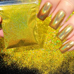 Nagelglitter 10g/väska laserguld silver röd 0,2 mm fint pulver holografiska glänsande krompigment damm skimmer uv gel polska flingor