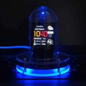 Ночные огни в стиле киберпанк Nixie Tube Clock Смарт-сеть Wi-Fi автоматически обновляет цифровой компьютер Настольные украшения Night Light YQ240112