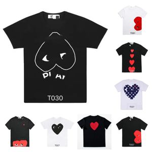 Play Designer Mens T-shirts Children's Embroidered Love Eyes Pure Cotton White Red Heart Short-sleeved Tshirts Boys and Girls Loose Casual Tshirt Top Size 80-150 zv