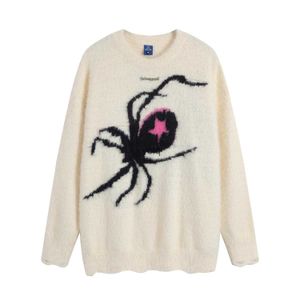 Męskie bluzy bluzy vintage Cloes pająk pajączny okrągły swetry Kobieta jesień i zimowa leniwa duża para SWEAT MOHAIR KNIT DO MENYOLQ