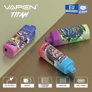 EU倉庫|オリジナルのVapen Titan使い捨てVape10000Puffs Eタバコ油補充トルネードパフバー