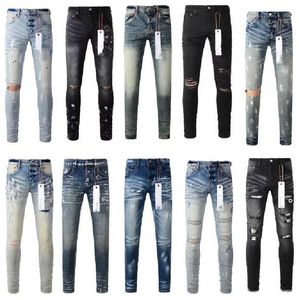 Designerjeans für Herren Skinny Motorcycle Trendy Ripped Patchwork Loch das ganze Jahr über schlanke Being im Großhandel Lila Marke J VDGG