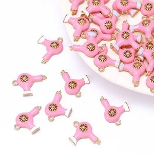 Encantos 20 pçs liga rosa esmalte óleo gotejamento pingente diy colar pulseira chaveiro acessórios charme para fazer jóias artesanato conjunto