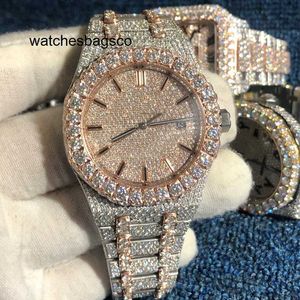 Luxury Diamond Designer Moissanite Version Royal stones Watch Rose Gold Silver PASS TEST Mens diamonds Top quality Mechanical movement Full Iced