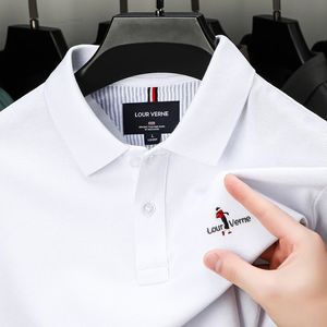 Frühlingsmarke Luxusqualität Herren Poloshirt 100% Baumwolle Exquisite bestickte langärmelige koreanische Business-Freizeit-Golf-T-Shirt 240111