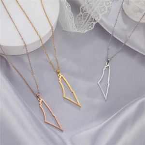 Israel Map Pendant Necklace For Women Men 14k Yellow Gold Color Neck Chains Country Geography Jewelry