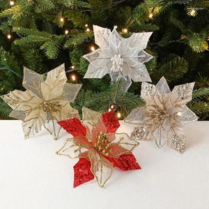 Декоративные цветы, 1 шт., большие искусственные рождественские блестящие рождественские елочные подвесные украшения для дома, годовые подарки Navidad
