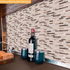 Vividtiles 3D Mosaic Wall Tiles Self Adhesive Waterproof Vinyl Wallpaper Kitchen Bathroom Backsplash DIY Marble 5 pieces 240112