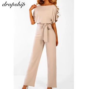 Dropship Jumpsuit Rompers Womens Overalls Women Jumpsuits Streetwear Romper Spring Summer Laceup Short Sleeve 240112
