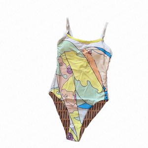 Women Bikinis One Piece Figure Pattern Swimwear Tanks Designer Bathingsuit Colorful Bra Bikini