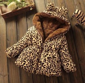 Ubrania modowe dla dziewczynki Leopard Print Płaszcz parka z zamkiem i kapturem zimowe ubranie 6 9 12 18 24 miesiące 2 3 4 lata 24346533