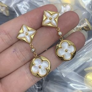 Stud Earrings Diamond White Pearl Dangle Earrings High Quality Not Fade 18K Gold Silver Rose Wedding Jewelry for Womens Drop earrings