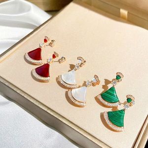 High Quality 925 Sterling Silver Inlaid Natural Stone Women's Dress Earrings Sweet Fashion Luxury Brand Exquisite Jewelry 240112