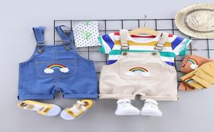 Set yaz bebek erkek kıyafetleri set karikatür yürümeye başlayan bebek bebek kızlar kıyafetler tshirtbib pantolon çocuk giyim setleri eşofman lj201223356509