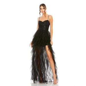 Charmantes Ballkleid mit Spaghettiträgern, Pailletten-Tüll, A-Linie-Abendkleid für Party, Rüschen, Stufenrock, Nacht-Event-Kleid mit Überrock