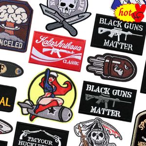 Tactical Patches Military for Jackets Outdoor Clothing Morale Army Badge Iron on Embroidered Designer Parche Stalker Woman Skull