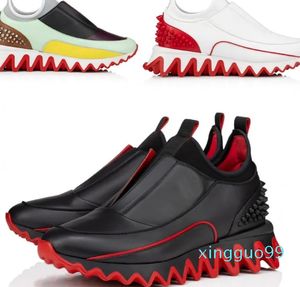 rivetti stile Uomo Scarpe casual sneaker squalo Sharkyloub SP Spikes Pelle di vitello neoprene e punte donna Slip on pelle di vitello Satin Black tessuti