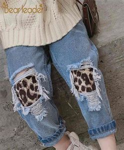 Bear Leader Girls Pants Spring Autumn Kids Leopard Jeans Ripped Hole Pants Broken Denim Trousers Children Girl Girl 3 7Y 2107088286279