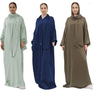 Ethnic Clothing Muslim Female Long Sleeve Hijab Dress Women Traditional Style Loose Turkish Dresses Multicolor For Woman UAE Dubai