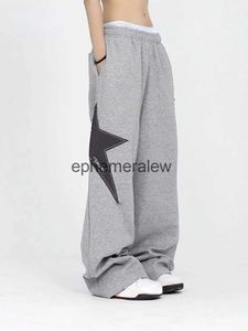 Calças femininas capris 2023 verão oversized hip hop larga corredores y2k streetwear estrela impressão sweatpants mulheres retro vintage retalhos esportes